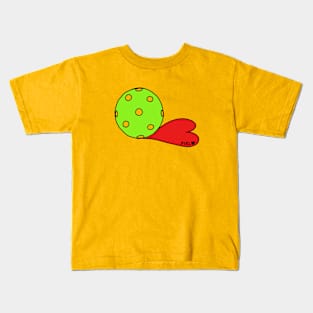 Pickleball Red Heart Shadow Kids T-Shirt